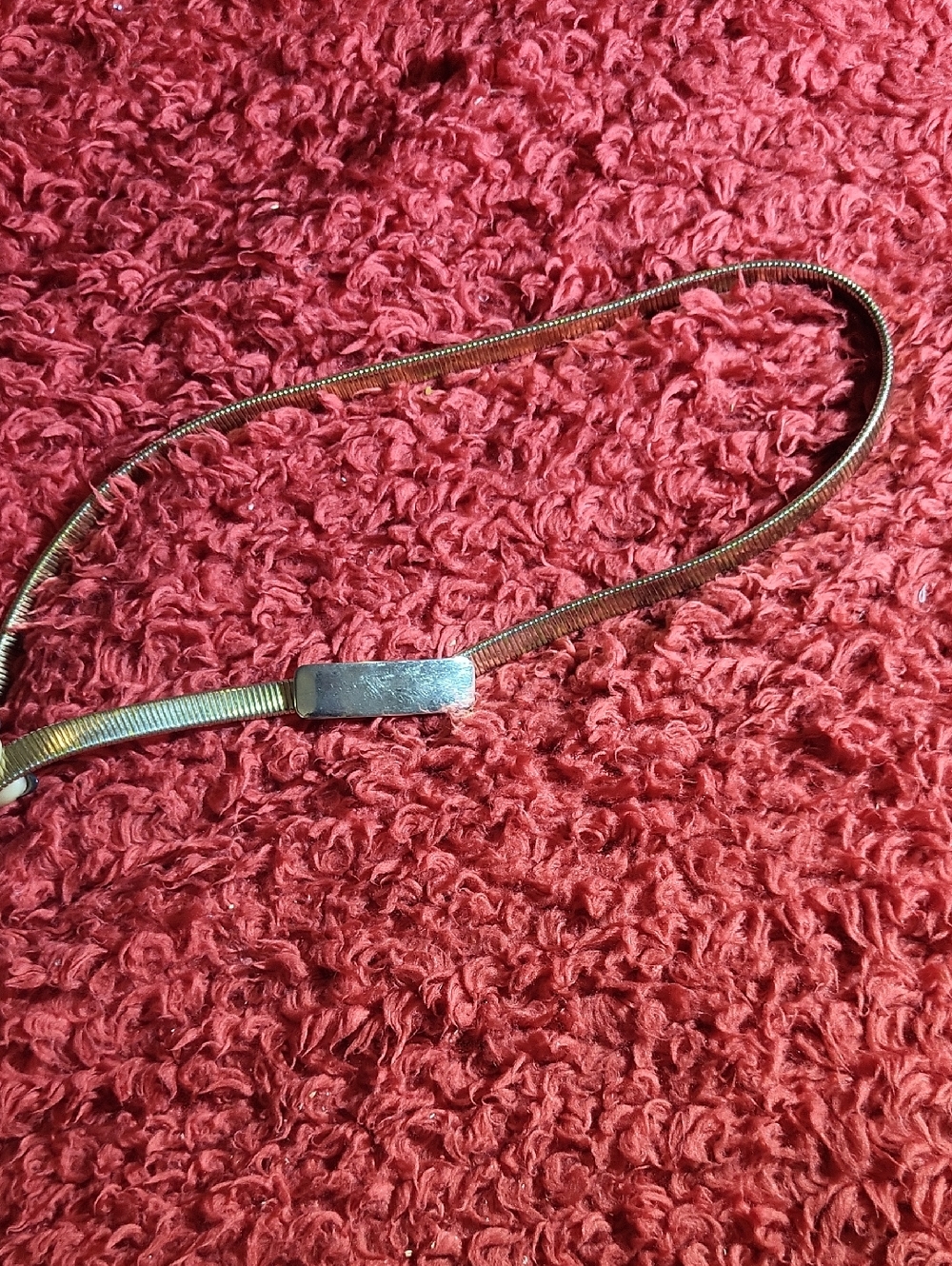 Vintage Gold-Tone Stretch Belt with Rectangular Accent